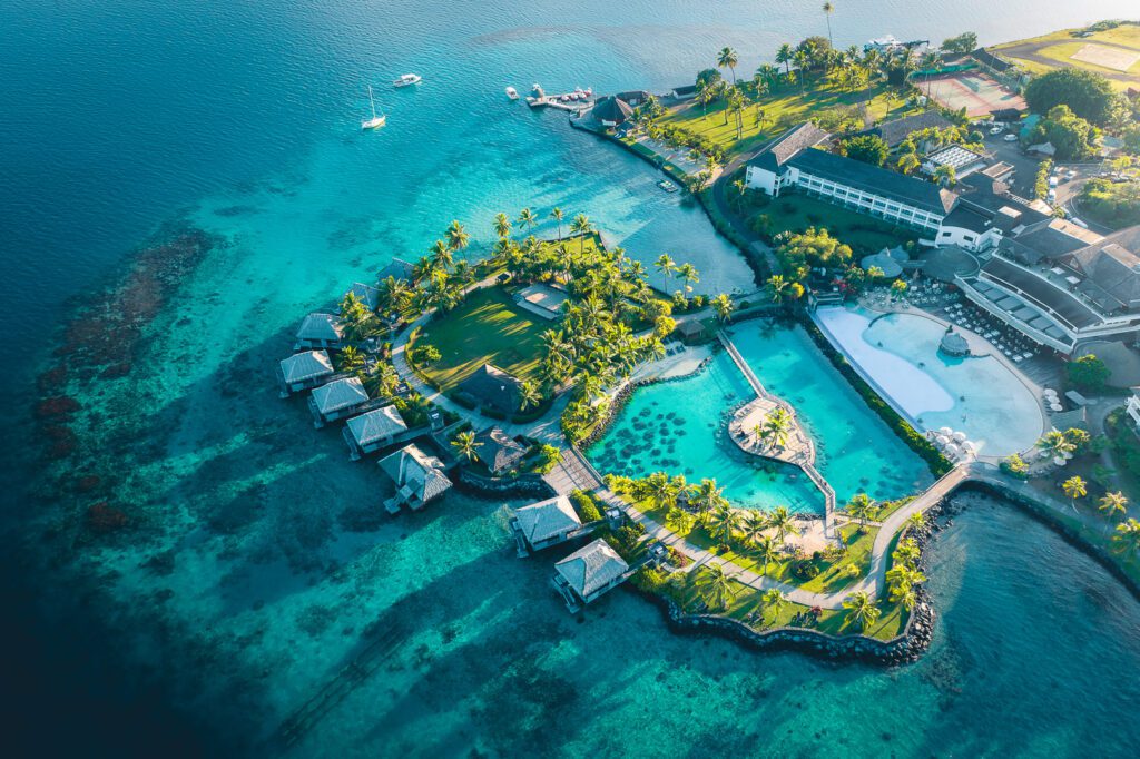 aerial view of the InterContinental Resort Tahiti